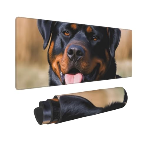 Gaming-Mauspad, erweiterte Volltastaturmatte mit genähten Kanten, Anime, große Schreibtischunterlage mit rutschfester Unterseite, Rottweiler-Hunde-Mauspad für Gaming und Büro, 80 x 30 cm von LKVNSWERT
