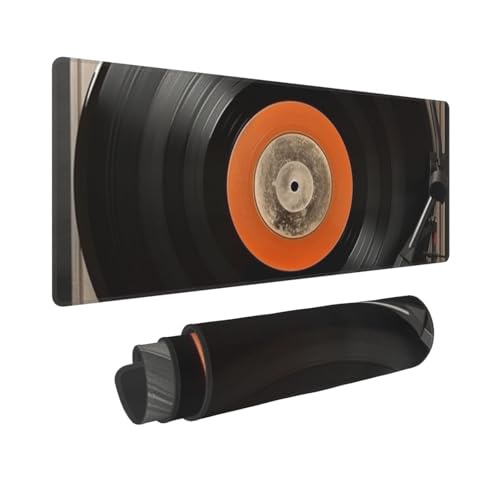 Gaming-Mauspad, erweiterte Volltastaturmatte mit genähten Kanten, Anime, große Schreibtischunterlage mit rutschfester Unterseite, Vintage-Vinyl-Schallplatten-Mauspad für Gaming und Büro, 80 x 30 cm Gaming-Mauspad, erweiterte Volltastaturmatte mit genähten Kanten, Anime, große Schreibtischunterlage mit rutschfester Unterseite, Vintage-Vinyl-Schallplatten-Mauspad für Gaming und Büro, 80 x 30 cm von LKVNSWERT