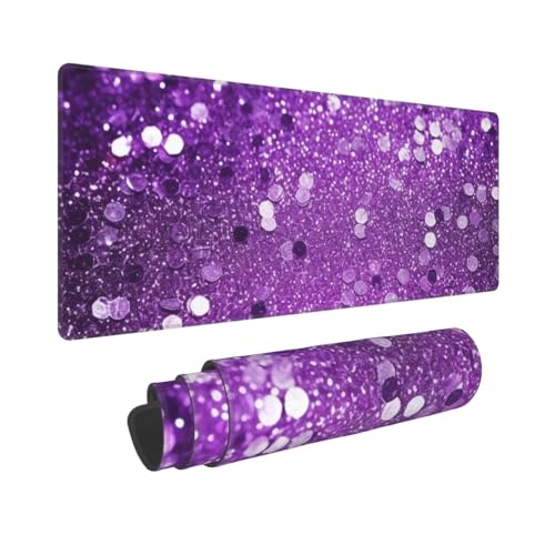 Gaming-Mauspad, erweiterte Volltastaturmatte mit genähten Kanten, Anime, große Schreibtischunterlage mit rutschfester Unterseite, glitzerndes violettes Glitzer, Mauspad für Gaming und Büro, 80 x 30 cm Gaming-Mauspad, erweiterte Volltastaturmatte mit genähten Kanten, Anime, große Schreibtischunterlage mit rutschfester Unterseite, glitzerndes violettes Glitzer, Mauspad für Gaming und Büro, 80 x 30 cm von LKVNSWERT
