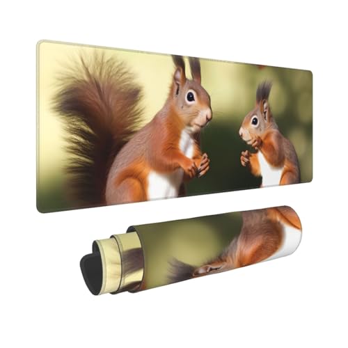 Gaming-Mauspad, erweiterte Volltastaturmatte mit genähten Kanten, Anime, große Schreibtischunterlage mit rutschfester Unterseite, niedliche Eichhörnchen, Mauspad für Gaming und Büro, 80 x 30 cm von LKVNSWERT