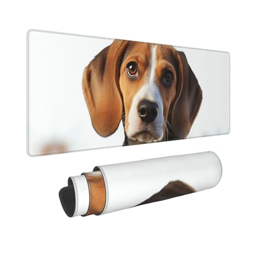 Gaming-Mauspad, erweiterte Volltastaturmatte mit genähten Kanten, Anime, große Schreibtischunterlage mit rutschfester Unterseite, niedlicher Beagle-Hund, Mauspad für Gaming und Büro, 80 x 30 cm von LKVNSWERT