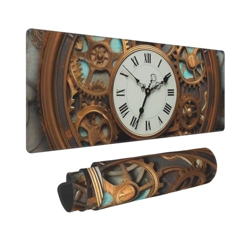 Gaming-Mauspad, erweiterte Volltastaturmatte mit genähten Kanten, Anime, große Schreibtischunterlage mit rutschfester Unterseite, rostige Steampunk-Uhr, Mauspad für Gaming und Büro, 80 x 30 cm Gaming-Mauspad, erweiterte Volltastaturmatte mit genähten Kanten, Anime, große Schreibtischunterlage mit rutschfester Unterseite, rostige Steampunk-Uhr, Mauspad für Gaming und Büro, 80 x 30 cm von LKVNSWERT