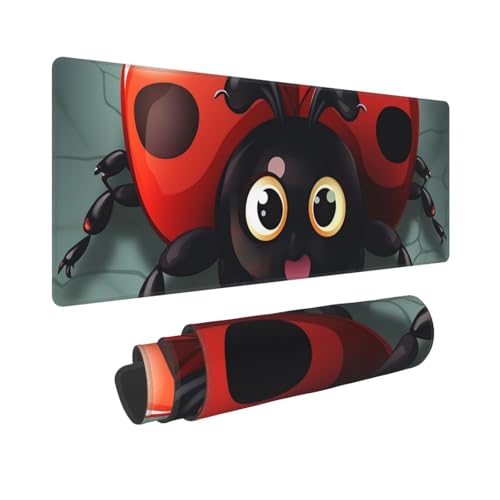 Gaming-Mauspad, erweiterte volle Tastaturmatte mit genähten Kanten, Anime, große Schreibtischunterlage mit rutschfester Unterseite, Cartoon-Marienkäfer-Mauspad für Gaming und Büro, 80 x 30 cm Gaming-Mauspad, erweiterte volle Tastaturmatte mit genähten Kanten, Anime, große Schreibtischunterlage mit rutschfester Unterseite, Cartoon-Marienkäfer-Mauspad für Gaming und Büro, 80 x 30 cm von LKVNSWERT