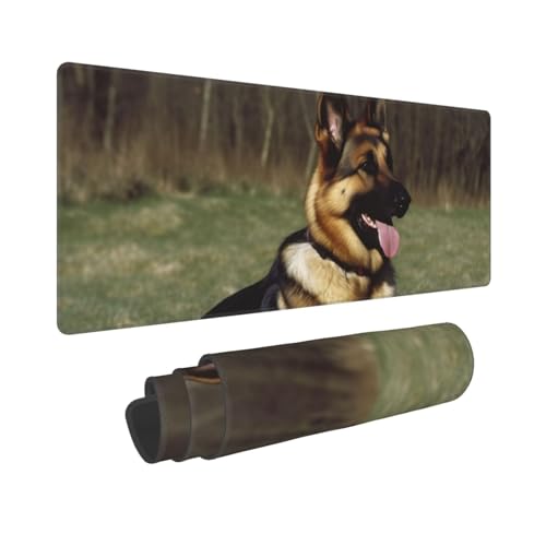 Gaming-Mauspad, erweiterte volle Tastaturmatte mit genähten Kanten, Anime, große Schreibtischunterlage mit rutschfester Unterseite, Deutscher Schäferhund, Mauspad für Gaming und Büro, 80 x 30 cm von LKVNSWERT