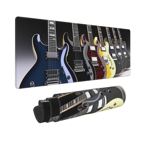 Gaming-Mauspad, erweiterte volle Tastaturmatte mit genähten Kanten, Anime, große Schreibtischunterlage mit rutschfester Unterseite, E-Gitarre, Mauspad für Gaming und Büro, 80 x 30 cm von LKVNSWERT
