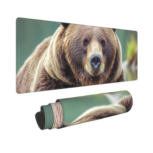 Gaming-Mauspad, erweiterte volle Tastaturmatte mit genähten Kanten, Anime, große Schreibtischunterlage mit rutschfester Unterseite, Grizzlybär-Mauspad für Gaming und Büro, 80 x 30 cm von LKVNSWERT