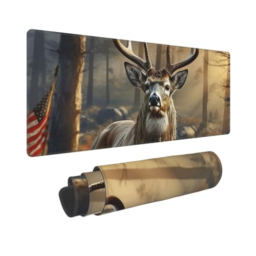 Gaming-Mauspad, erweiterte volle Tastaturmatte mit genähten Kanten, Anime, große Schreibtischunterlage mit rutschfester Unterseite, Hirschjagdsaison, Mauspad für Gaming und Büro, 80 x 30 cm von LKVNSWERT
