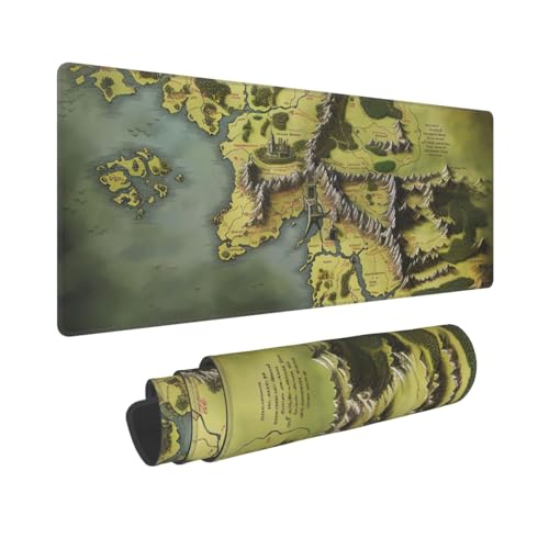 Gaming-Mauspad, erweiterte volle Tastaturmatte mit genähten Kanten, Anime, große Schreibtischunterlage mit rutschfester Unterseite, Mittelerdkarte, Mauspad für Gaming und Büro, 80 x 30 cm von LKVNSWERT