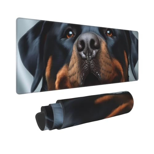 Gaming-Mauspad, erweiterte volle Tastaturmatte mit genähten Kanten, Anime, große Schreibtischunterlage mit rutschfester Unterseite, Rottweiler-Hunde, Zungenkopf-Mauspad für Gaming und Büro, 80 x 30 cm von LKVNSWERT