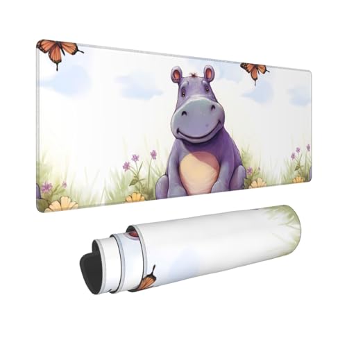 Gaming-Mauspad, erweiterte volle Tastaturmatte mit genähten Kanten, Anime, große Schreibtischunterlage mit rutschfester Unterseite, Schmetterling und Nilpferd, Mauspad für Gaming und Büro, 80 x 30 cm Gaming-Mauspad, erweiterte volle Tastaturmatte mit genähten Kanten, Anime, große Schreibtischunterlage mit rutschfester Unterseite, Schmetterling und Nilpferd, Mauspad für Gaming und Büro, 80 x 30 cm von LKVNSWERT
