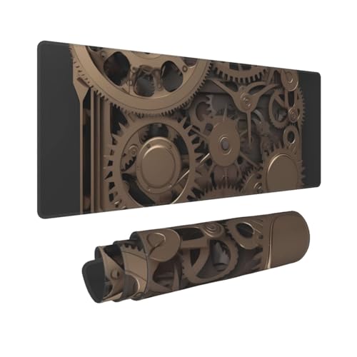 Gaming-Mauspad, erweiterte volle Tastaturmatte mit genähten Kanten, Anime, große Schreibtischunterlage mit rutschfester Unterseite, Steampunk, mechanische Zahnräder, Mauspad für Gaming und Büro, 80 x von LKVNSWERT