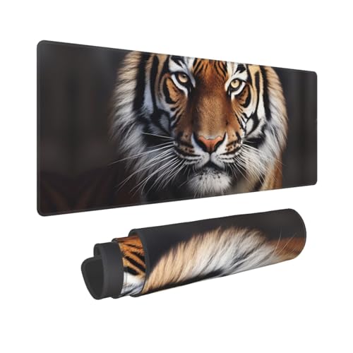 Gaming-Mauspad, erweiterte volle Tastaturmatte mit genähten Kanten, Anime, große Schreibtischunterlage mit rutschfester Unterseite, Tiger-Mauspad für Gaming und Büro, 80 x 30 cm von LKVNSWERT