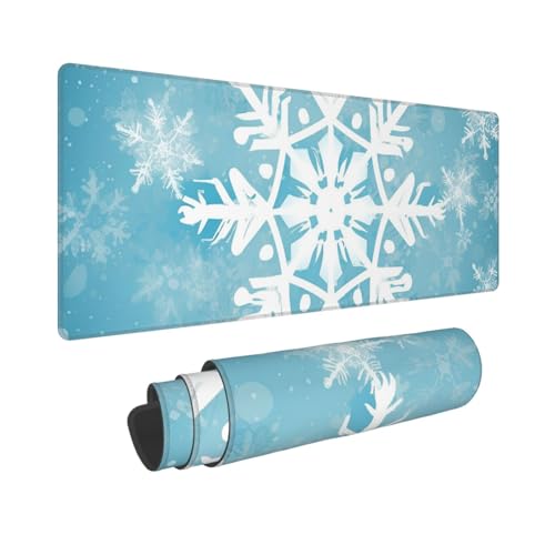 Gaming-Mauspad, erweiterte volle Tastaturmatte mit genähten Kanten, Anime, große Schreibtischunterlage mit rutschfester Unterseite, Winter-Schneeflocke, Mauspad für Gaming und Büro, 80 x 30 cm von LKVNSWERT