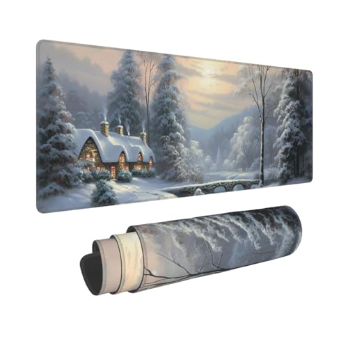 Gaming-Mauspad, erweiterte volle Tastaturmatte mit genähten Kanten, Anime, große Schreibtischunterlage mit rutschfester Unterseite, Winterschneeszene, Mauspad für Gaming und Büro, 80 x 30 cm Gaming-Mauspad, erweiterte volle Tastaturmatte mit genähten Kanten, Anime, große Schreibtischunterlage mit rutschfester Unterseite, Winterschneeszene, Mauspad für Gaming und Büro, 80 x 30 cm von LKVNSWERT