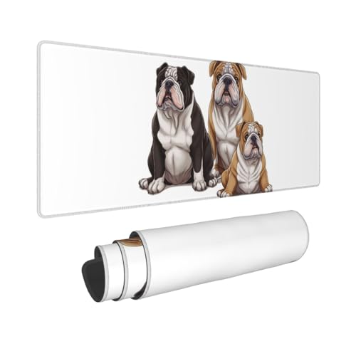 Gaming-Mauspad, erweiterte volle Tastaturmatte mit genähten Kanten, Anime, große Schreibtischunterlage mit rutschfester Unterseite, englische Bulldoggen, Mauspad für Gaming und Büro, 80 x 30 cm Gaming-Mauspad, erweiterte volle Tastaturmatte mit genähten Kanten, Anime, große Schreibtischunterlage mit rutschfester Unterseite, englische Bulldoggen, Mauspad für Gaming und Büro, 80 x 30 cm von LKVNSWERT