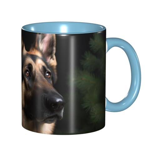 LKVNSWERT Porzellan-Kaffeetasse mit Griff, 325 ml, Kaffeetasse für Büro und Zuhause, Latte-Getränkebecher für Kaffee, Tee und Milch, bunte Innenseite, Keramik-Teetassen für Männer und Frauen von LKVNSWERT