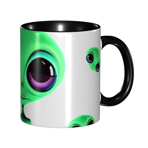 LKVNSWERT Porzellan-Kaffeetasse mit Griff, 325 ml, grüne Alien-Kaffeetasse für Büro und Zuhause, Latte-Getränketasse für Kaffee, Tee und Milch, bunte Innenseite, Keramik-Teetassen für Männer und LKVNSWERT Porzellan-Kaffeetasse mit Griff, 325 ml, grüne Alien-Kaffeetasse für Büro und Zuhause, Latte-Getränketasse für Kaffee, Tee und Milch, bunte Innenseite, Keramik-Teetassen für Männer und von LKVNSWERT