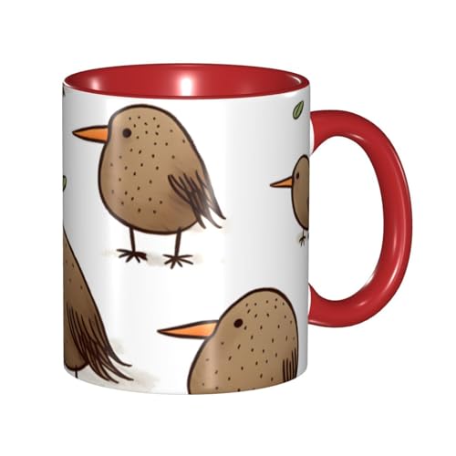 LKVNSWERT Porzellan-Kaffeetasse mit Griff, 325 ml, niedliche Kaffeetasse mit Kiwi-Vögeln für Büro und Zuhause, Latte-Getränketasse für Kaffee, Tee und Milch, bunte Innenseite, Keramik-Teetassen für LKVNSWERT Porzellan-Kaffeetasse mit Griff, 325 ml, niedliche Kaffeetasse mit Kiwi-Vögeln für Büro und Zuhause, Latte-Getränketasse für Kaffee, Tee und Milch, bunte Innenseite, Keramik-Teetassen für von LKVNSWERT