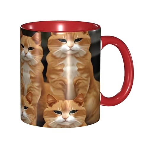 LKVNSWERT Porzellan-Kaffeetasse mit Griff, 325 ml, orangefarbene Katzen, Kaffeetasse für Büro und Zuhause, Latte-Getränketasse für Kaffee, Tee und Milch, bunte Innenseite, Keramik-Teetassen für Männer LKVNSWERT Porzellan-Kaffeetasse mit Griff, 325 ml, orangefarbene Katzen, Kaffeetasse für Büro und Zuhause, Latte-Getränketasse für Kaffee, Tee und Milch, bunte Innenseite, Keramik-Teetassen für Männer von LKVNSWERT