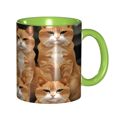 LKVNSWERT Porzellan-Kaffeetasse mit Griff, 325 ml, orangefarbene Katzen, Kaffeetasse für Büro und Zuhause, Latte-Getränketasse für Kaffee, Tee und Milch, bunte Innenseite, Keramik-Teetassen für Männer LKVNSWERT Porzellan-Kaffeetasse mit Griff, 325 ml, orangefarbene Katzen, Kaffeetasse für Büro und Zuhause, Latte-Getränketasse für Kaffee, Tee und Milch, bunte Innenseite, Keramik-Teetassen für Männer von LKVNSWERT
