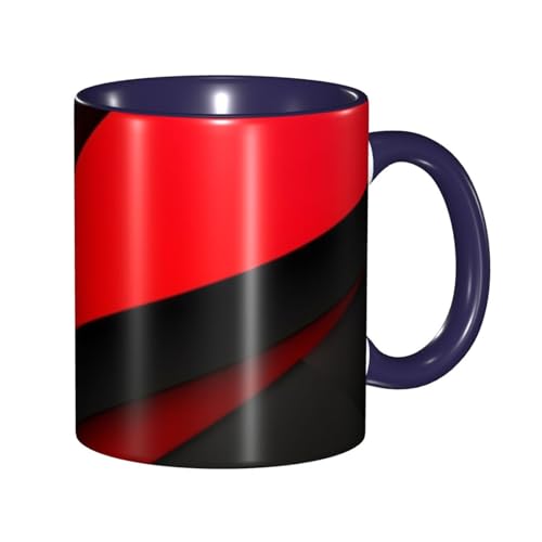 LKVNSWERT Porzellan-Kaffeetasse mit Griff, 325 ml, rot-schwarze Kaffeetasse für Büro und Zuhause, Latte-Getränketasse für Kaffee, Tee und Milch, bunte Innenseite, Keramik-Teetassen für Männer und LKVNSWERT Porzellan-Kaffeetasse mit Griff, 325 ml, rot-schwarze Kaffeetasse für Büro und Zuhause, Latte-Getränketasse für Kaffee, Tee und Milch, bunte Innenseite, Keramik-Teetassen für Männer und von LKVNSWERT