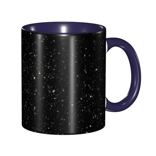 LKVNSWERT Porzellan-Kaffeetasse mit Griff, 325 ml, schwarzer Glitzer, Kaffeetasse für Büro und Zuhause, Latte-Getränketasse für Kaffee, Tee und Milch, bunte Innenseite, Keramik-Teetassen für Männer von LKVNSWERT