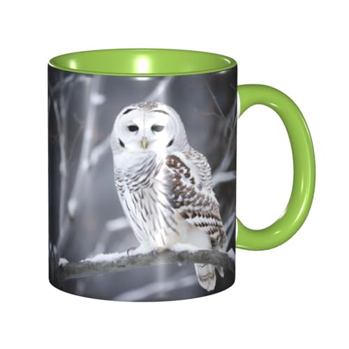 LKVNSWERT Porzellan-Kaffeetasse mit Griff, 325 ml, winterweiße Eule, Kaffeetasse für Büro und Zuhause, Latte-Getränketasse für Kaffee, Tee und Milch, bunte Innenseite, Keramik-Teetassen für Männer und LKVNSWERT Porzellan-Kaffeetasse mit Griff, 325 ml, winterweiße Eule, Kaffeetasse für Büro und Zuhause, Latte-Getränketasse für Kaffee, Tee und Milch, bunte Innenseite, Keramik-Teetassen für Männer und von LKVNSWERT