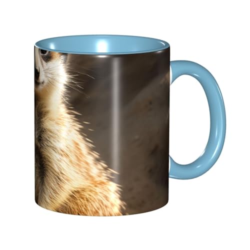 LKVNSWERT Porzellan-Kaffeetasse mit Griff, Erdmännchen, Tier-Kaffeetasse für Büro und Zuhause, Latte-Getränketasse für Kaffee, Tee und Milch, bunte Innenseite, Keramik-Teetassen für Männer und Frauen LKVNSWERT Porzellan-Kaffeetasse mit Griff, Erdmännchen, Tier-Kaffeetasse für Büro und Zuhause, Latte-Getränketasse für Kaffee, Tee und Milch, bunte Innenseite, Keramik-Teetassen für Männer und Frauen von LKVNSWERT