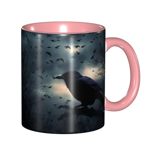 LKVNSWERT Porzellan-Kaffeetasse mit Griff, Nachtkrähen-Kaffeetasse für Büro und Zuhause, Latte-Getränketasse für Kaffee, Tee und Milch, bunte Innenseite, Keramik-Teetassen für Männer und Frauen LKVNSWERT Porzellan-Kaffeetasse mit Griff, Nachtkrähen-Kaffeetasse für Büro und Zuhause, Latte-Getränketasse für Kaffee, Tee und Milch, bunte Innenseite, Keramik-Teetassen für Männer und Frauen von LKVNSWERT