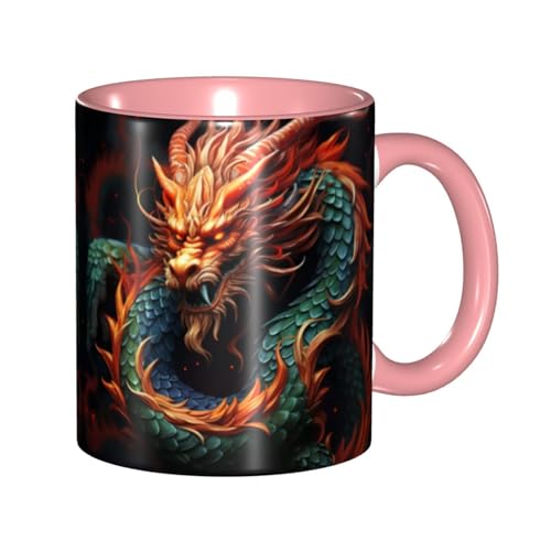 LKVNSWERT Porzellan-Kaffeetasse mit Griff, chinesischer Drache, Kaffeetasse für Büro und Zuhause, Latte-Getränketasse für Kaffee, Tee und Milch, bunte Innenseite, Keramik-Teetassen für Männer und LKVNSWERT Porzellan-Kaffeetasse mit Griff, chinesischer Drache, Kaffeetasse für Büro und Zuhause, Latte-Getränketasse für Kaffee, Tee und Milch, bunte Innenseite, Keramik-Teetassen für Männer und von LKVNSWERT