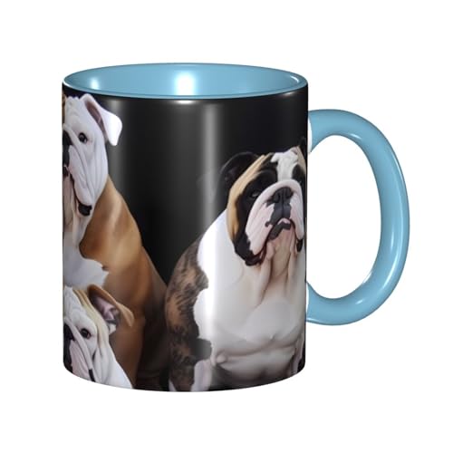 LKVNSWERT Porzellan-Kaffeetasse mit Griff, englische Bulldoggen, Kaffeetasse für Büro und Zuhause, Latte-Getränketasse für Kaffee, Tee und Milch, bunte Innenseite, Keramik-Teetassen für Männer und LKVNSWERT Porzellan-Kaffeetasse mit Griff, englische Bulldoggen, Kaffeetasse für Büro und Zuhause, Latte-Getränketasse für Kaffee, Tee und Milch, bunte Innenseite, Keramik-Teetassen für Männer und von LKVNSWERT