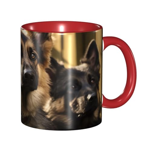 LKVNSWERT Porzellan-Kaffeetasse mit Henkel, 325 ml, Kaffeetasse für Büro und Zuhause, Latte-Getränketasse für Kaffee, Tee und Milch, bunte Innenseite, Keramik-Teetassen für Männer und Frauen von LKVNSWERT