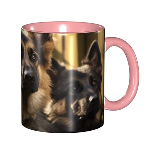 LKVNSWERT Porzellan-Kaffeetasse mit Henkel, 325 ml, Kaffeetasse für Büro und Zuhause, Latte-Getränketasse für Kaffee, Tee und Milch, bunte Innenseite, Keramik-Teetassen für Männer und Frauen von LKVNSWERT