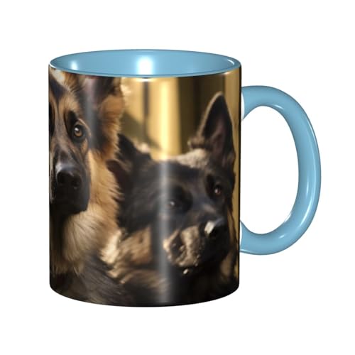 LKVNSWERT Porzellan-Kaffeetasse mit Henkel, 325 ml, Kaffeetasse für Büro und Zuhause, Latte-Getränketasse für Kaffee, Tee und Milch, bunte Innenseite, Keramik-Teetassen für Männer und Frauen von LKVNSWERT