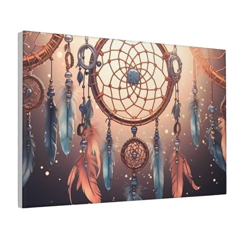 Leinwand-Wandkunst für Wohnzimmer, 30,5 x 45,7 cm, modernes Kunstwerk, Gemälde, Bilder, hängende Leinwanddrucke, Indianer-Traumfänger, ästhetische Wandkunst für Schlafzimmer, Badezimmer, Büro von LKVNSWERT