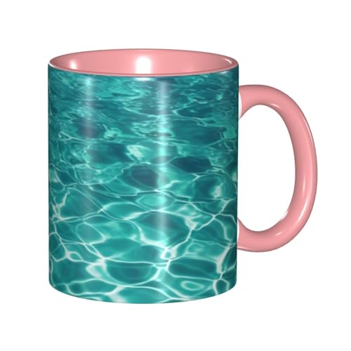 Porzellan-Kaffeetasse mit Griff, 325 ml, Blauer Aqua-Pool, Wasser-Kaffeetasse für Büro und Zuhause, Latte-Getränketasse für Kaffee, Tee und Milch, bunte Innenseite, Keramik-Teetassen für Männer und Porzellan-Kaffeetasse mit Griff, 325 ml, Blauer Aqua-Pool, Wasser-Kaffeetasse für Büro und Zuhause, Latte-Getränketasse für Kaffee, Tee und Milch, bunte Innenseite, Keramik-Teetassen für Männer und von LKVNSWERT