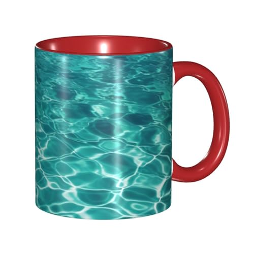 Porzellan-Kaffeetasse mit Griff, 325 ml, Blauer Aqua-Pool, Wasser-Kaffeetasse für Büro und Zuhause, Latte-Getränketasse für Kaffee, Tee und Milch, bunte Innenseite, Keramik-Teetassen für Männer und Porzellan-Kaffeetasse mit Griff, 325 ml, Blauer Aqua-Pool, Wasser-Kaffeetasse für Büro und Zuhause, Latte-Getränketasse für Kaffee, Tee und Milch, bunte Innenseite, Keramik-Teetassen für Männer und von LKVNSWERT