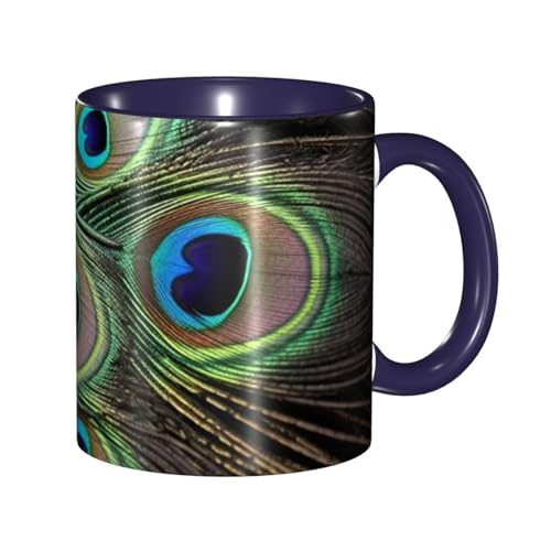 Porzellan-Kaffeetasse mit Griff, 325 ml, grüne Pfauenfeder-Kaffeetasse für Büro und Zuhause, Latte-Getränkebecher für Kaffee, Tee und Milch, bunte Innenseite, Keramik-Teetassen für Männer und Frauen Porzellan-Kaffeetasse mit Griff, 325 ml, grüne Pfauenfeder-Kaffeetasse für Büro und Zuhause, Latte-Getränkebecher für Kaffee, Tee und Milch, bunte Innenseite, Keramik-Teetassen für Männer und Frauen von LKVNSWERT