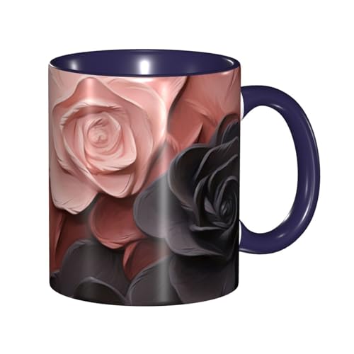 Porzellan-Kaffeetasse mit Griff, 325 ml, rosafarbene und schwarze Kaffeetasse für Büro und Zuhause, Latte-Getränketasse für Kaffee, Tee und Milch, bunte Innenseite, Keramik-Teetassen für Männer und Porzellan-Kaffeetasse mit Griff, 325 ml, rosafarbene und schwarze Kaffeetasse für Büro und Zuhause, Latte-Getränketasse für Kaffee, Tee und Milch, bunte Innenseite, Keramik-Teetassen für Männer und von LKVNSWERT