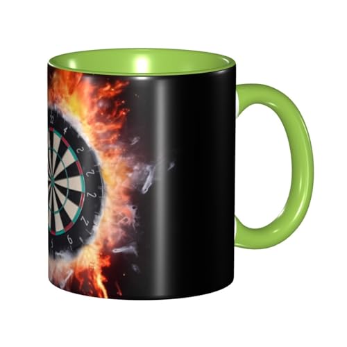 Porzellan-Kaffeetasse mit Griff, Dartscheibe, Kaffeetasse für Büro und Zuhause, Latte-Getränketasse für Kaffee, Tee und Milch, bunte Innenseite, Keramik-Teetassen für Männer und Frauen, 325 ml von LKVNSWERT