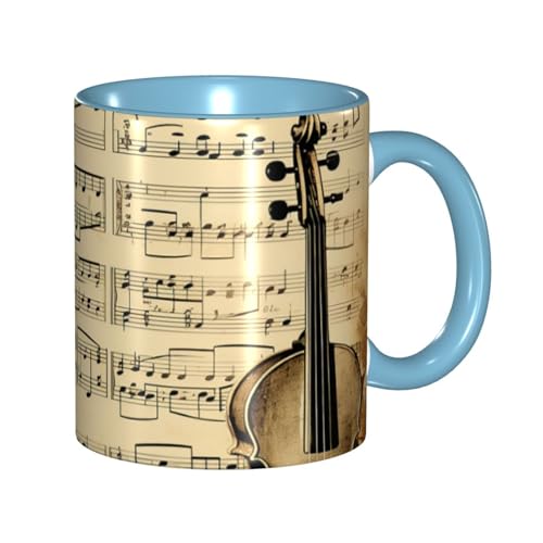 Porzellan-Kaffeetasse mit Griff, Musiknoten auf alter Papier-Kaffeetasse für Büro und Zuhause, Latte-Getränketasse für Kaffee, Tee und Milch, bunte Innenseite, Keramik-Teetassen für Männer und Frauen Porzellan-Kaffeetasse mit Griff, Musiknoten auf alter Papier-Kaffeetasse für Büro und Zuhause, Latte-Getränketasse für Kaffee, Tee und Milch, bunte Innenseite, Keramik-Teetassen für Männer und Frauen von LKVNSWERT