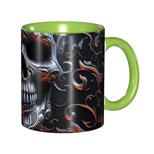 Porzellan-Kaffeetasse mit Griff, coole Totenkopf-Grafik, Kaffeetasse für Büro und Zuhause, Latte-Getränketasse für Kaffee, Tee und Milch, bunte Innenseite, Keramik-Teetassen für Männer und Frauen Porzellan-Kaffeetasse mit Griff, coole Totenkopf-Grafik, Kaffeetasse für Büro und Zuhause, Latte-Getränketasse für Kaffee, Tee und Milch, bunte Innenseite, Keramik-Teetassen für Männer und Frauen von LKVNSWERT