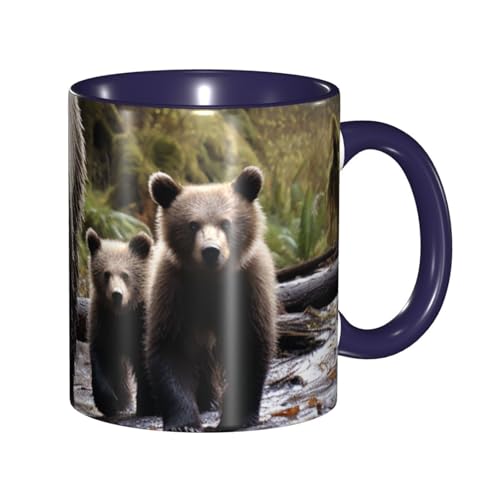 Porzellan-Kaffeetasse mit Henkel, Motiv: Bär und ihre Jungen, Kaffeetasse für Büro und Zuhause, Latte-Getränketasse für Kaffee, Tee und Milch, bunte Innenseite, Keramik-Teetassen für Männer und Frauen Porzellan-Kaffeetasse mit Henkel, Motiv: Bär und ihre Jungen, Kaffeetasse für Büro und Zuhause, Latte-Getränketasse für Kaffee, Tee und Milch, bunte Innenseite, Keramik-Teetassen für Männer und Frauen von LKVNSWERT