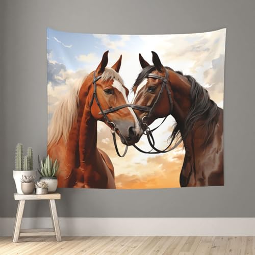 Wandteppich mit Pferdepaaren für Schlafzimmer, ästhetischer Wandteppich, 152,4 x 127,7 cm, Wandkunst, Dekoration, Poster, Wandteppich, lustig, hängende Wandteppiche für Wohnzimmer von LKVNSWERT