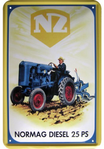 NZ Normag Diesel 25 PS Traktor Reklame Blechschild Replik von LKW, Bus, Traktor