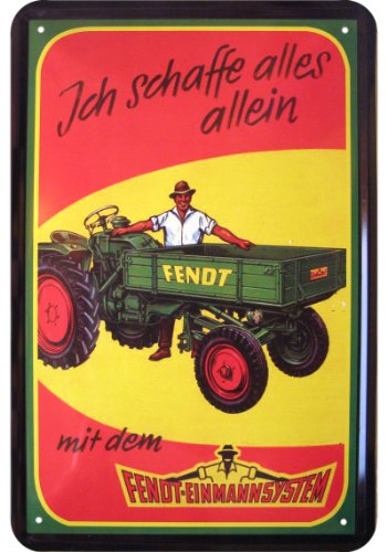LKW, Bus, Traktor Fendt Ein Mann System Reklame Blechschild Replik von LKW, Bus, Traktor