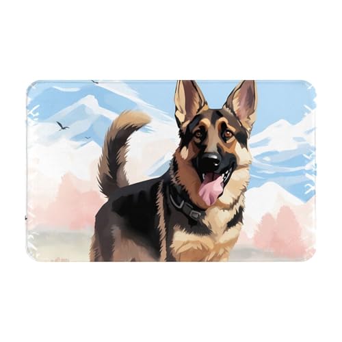 Fußmatte für den Innen- und Außenbereich, Motiv: Deutscher Schäferhund, leicht zu reinigen, schmutz- und lichtbeständig, saugfähig, Flanell-Badematte, 49,5 x 80 cm Fußmatte für den Innen- und Außenbereich, Motiv: Deutscher Schäferhund, leicht zu reinigen, schmutz- und lichtbeständig, saugfähig, Flanell-Badematte, 49,5 x 80 cm von LKWSCGHM