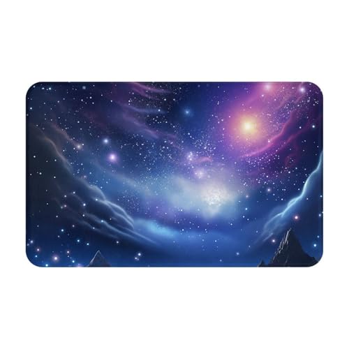 Fußmatte für den Innen- und Außenbereich, Motiv: Mysterious Stars, leicht zu reinigen, schmutz- und lichtbeständig, saugfähig, Flanell-Badematten, 49,5 x 80,9 cm von LKWSCGHM