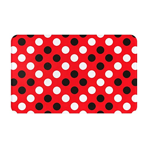 Fußmatte für den Innen- und Außenbereich, Rot / Weiß, gepunktet, leicht zu reinigen, schmutz- und lichtbeständig, saugfähig, Flanell-Badteppich, 49,5 x 80,9 cm Fußmatte für den Innen- und Außenbereich, Rot / Weiß, gepunktet, leicht zu reinigen, schmutz- und lichtbeständig, saugfähig, Flanell-Badteppich, 49,5 x 80,9 cm von LKWSCGHM