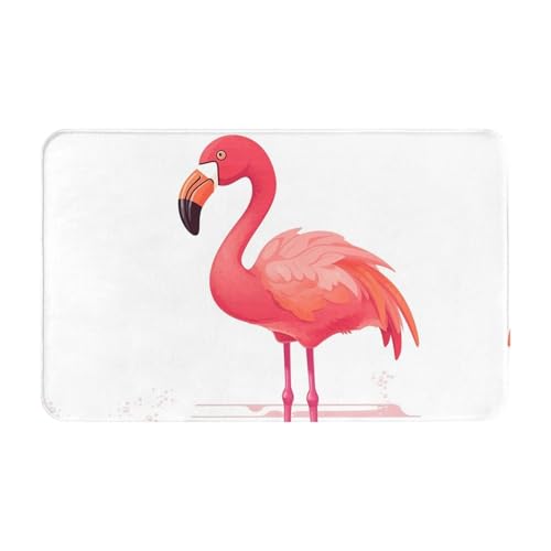 Fußmatte für drinnen und draußen, Cartoon-Flamingo-Fußmatte, leicht zu reinigen, schmutz- und lichtbeständig, saugfähig, Flanell-Badematten, 49,5 x 80,9 cm von LKWSCGHM
